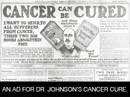 Dr. Johnson's Cancer Cure Photo of vintage ad for Dr. Johnson's Cancer Cure